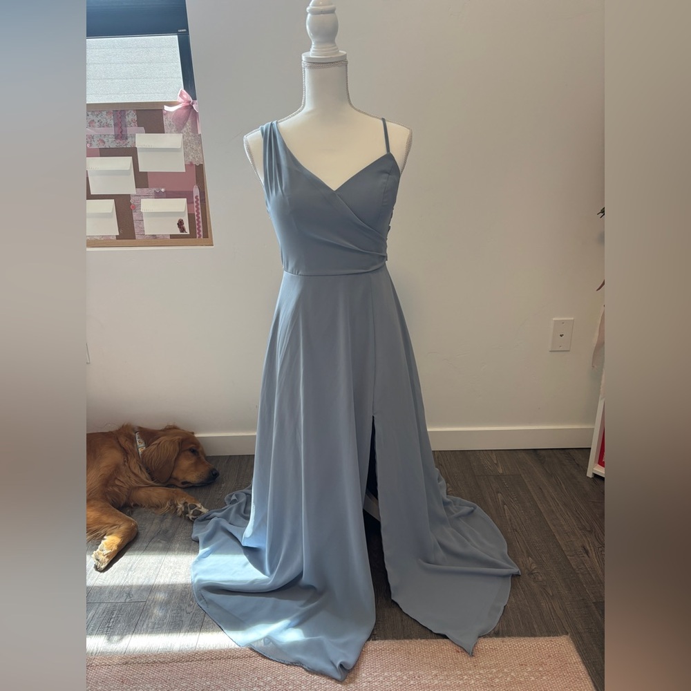 Dusty Blue Chiffon Gown